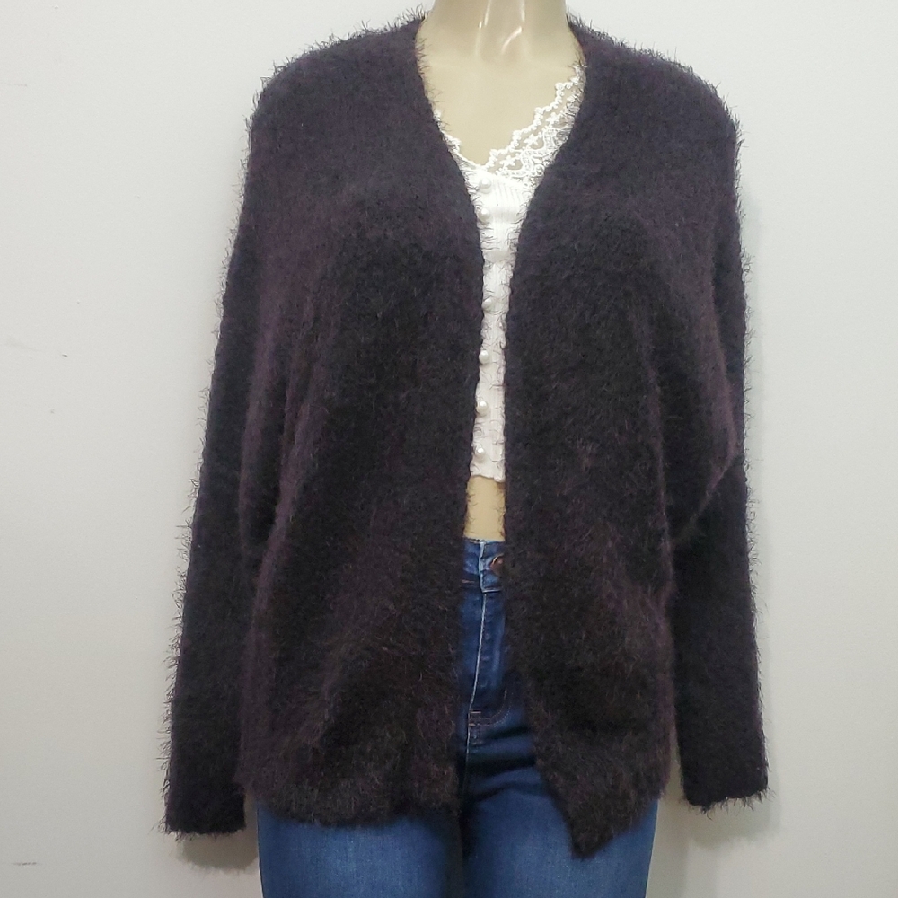 Love Tree Black Fuzzy Cardigan